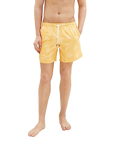 TOM TAILOR Denim Herren Badeshorts mit Muster 1035053, 31427 - yellow white big coral print, XL von TOM TAILOR Denim