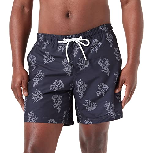 TOM TAILOR Denim Herren Badeshorts mit Muster 1035053, 31428 - black white big coral print, S von TOM TAILOR Denim