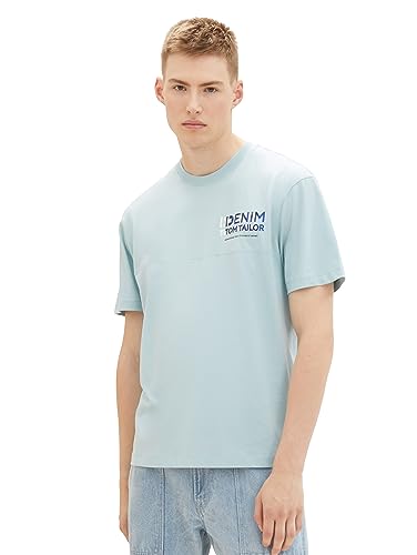 TOM TAILOR Denim Herren Basic T-Shirt im Cutline-Style, dusty mint blue, XXL von TOM TAILOR Denim