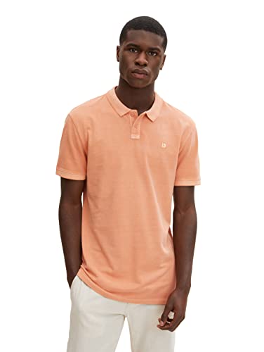 TOM TAILOR Denim Herren Piquée Poloshirt mit kleiner Stickerei 1030641, 28858 - Sunset Rose, L von TOM TAILOR Denim