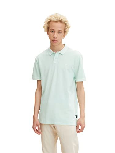 TOM TAILOR Denim Herren Piquée Poloshirt mit kleiner Stickerei 1030641, 28859 - Tropical Pool, L von TOM TAILOR Denim