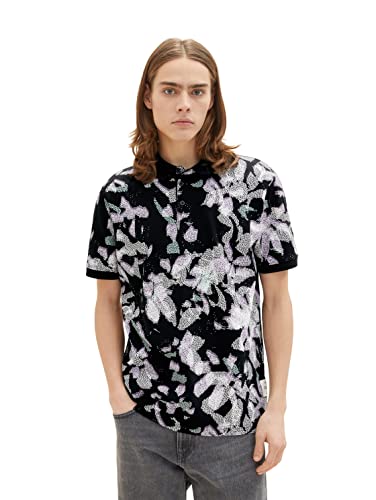 TOM TAILOR Denim Herren Poloshirt 1035280, 31336 - Dark Abstract Flower Print, S von TOM TAILOR Denim