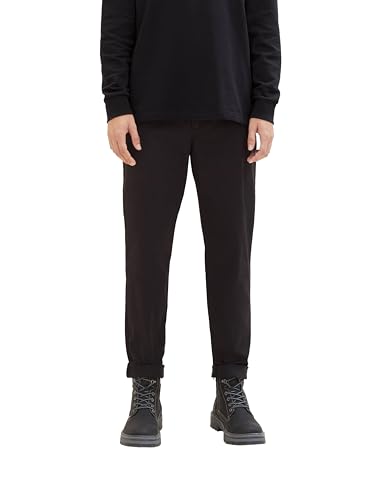 TOM TAILOR Denim Herren Regular Tapered Fit Chino Hose, Black, XS von TOM TAILOR Denim