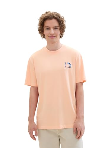 TOM TAILOR Denim Herren Sommer T-Shirt mit Fotoprint am Rücken, 31080 - Sunny apricot, L von TOM TAILOR Denim