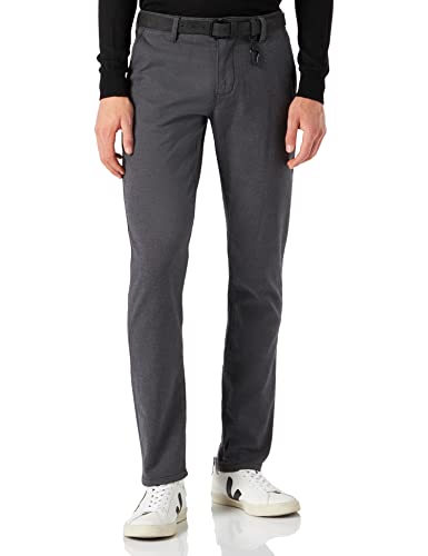 TOM TAILOR Denim Herren 1020451 Straight Fit Chino Hose Mit Gürtel, 23975 - Anthra Dobby Yarn Dye, 31W / 32L EU von TOM TAILOR Denim