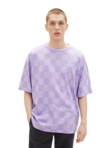 TOM TAILOR Denim Herren T-Shirt 1035603, 31393 - Lilac Vibe Check Print, XL von TOM TAILOR Denim