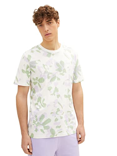 TOM TAILOR Denim Herren T-Shirt 1035607, 31335 - Light Abstract Flower Print, M von TOM TAILOR Denim