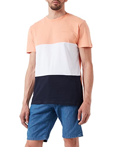 TOM TAILOR Denim Herren T-Shirt mit Colorblock 1031137, 28858 - Sunset Rose, S von TOM TAILOR Denim