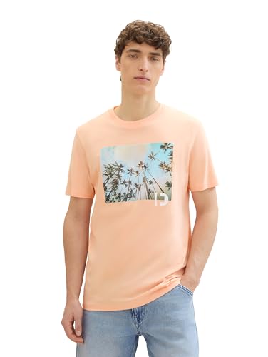 TOM TAILOR Denim Herren T-Shirt mit Foto-Print, 31080 - Sunny apricot, L von TOM TAILOR Denim