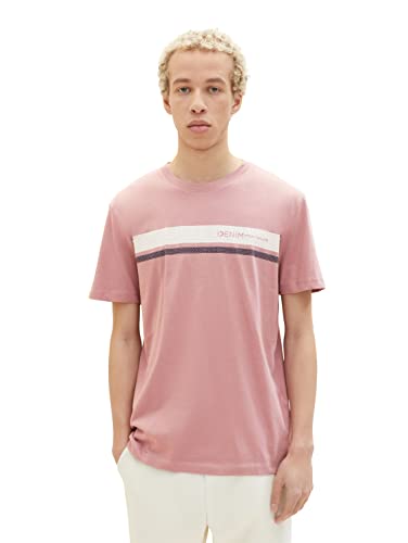 TOM TAILOR Denim Herren T-Shirt mit Logo-Print 1036965, 28854 - wineberry rose, L von TOM TAILOR Denim