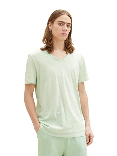 TOM TAILOR Denim Herren T-Shirt mit V-Ausschnitt 1035849, 31353 - green white fine yd stripe, XXL von TOM TAILOR Denim