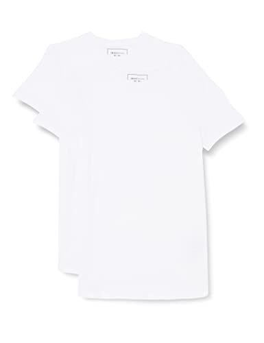 TOM TAILOR Denim Herren Long Fit T-Shirt im Doppelpack, White, S von TOM TAILOR Denim