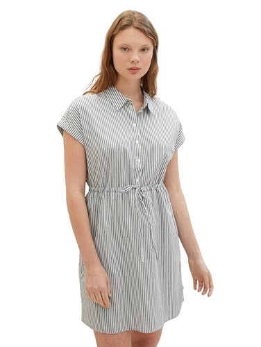 Tom Tailor Denim Damen Mini Kleid mit Streifen, 35237 - Navy White Stripe, XS von TOM TAILOR Denim