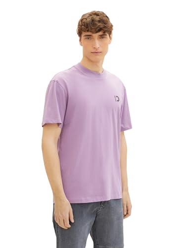 Tom Tailor Denim Herren Basic Crew-Neck T-Shirt mit Print, 34592 - Blurry Purple, XXL von TOM TAILOR Denim