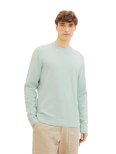 Tom Tailor Denim Herren Basic Strick-Pullover mit Struktur, 17549 - Sea Foam, XXL von TOM TAILOR Denim