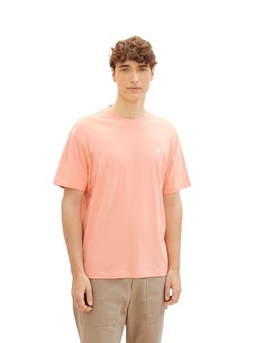 Tom Tailor Denim Herren Basic T-Shirt mit Logo-Print, 21237 - Clear Coral, XS von TOM TAILOR Denim