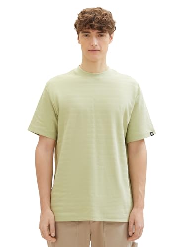 Tom Tailor Denim Herren Basic T-Shirt mit Struktur, 32246 - Garden Peat, XS von TOM TAILOR Denim