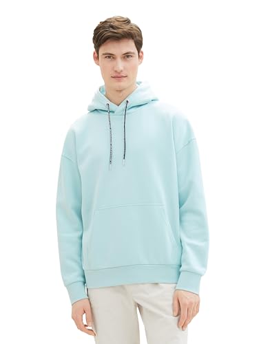 Tom Tailor Denim Herren Relaxed Fit Hoodie Sweatshirt mit Kängurutasche, 13117 - Pastel Turquoise, L von TOM TAILOR Denim