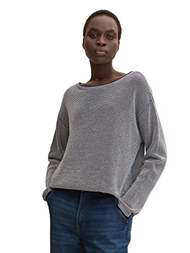 TOM TAILOR Damen Strickpullover, U-Boot-Ausschnitt, aus Bio-Baumwolle, Langarm von TOM TAILOR