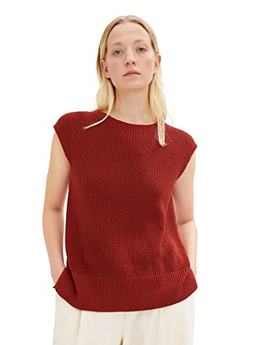 TOM TAILOR Damen 1034462 Strickpullover ohne Ärmel, 27470 - Dark Maroon Red, XXL von TOM TAILOR