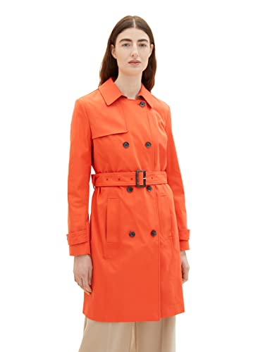 TOM TAILOR Damen 1035329 Basic Trenchcoat mit Gürtel, 15612 - Fever Red, L von TOM TAILOR