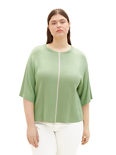 TOM TAILOR Damen 1035957 Plussize Pullover mit kurzem Arm, 31034 - Okra Green, 48 Große Größen von TOM TAILOR