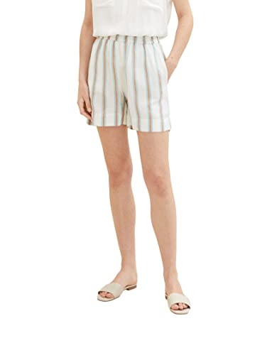 TOM TAILOR Damen 1036640 Bermuda Shorts, 31948 - Offwhite Brown Vertical Stripe, 40 von TOM TAILOR