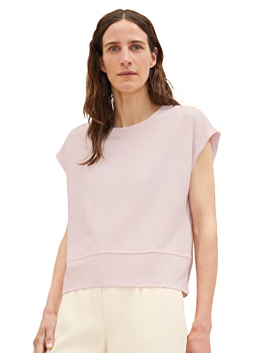 TOM TAILOR Damen 1036787 Cropped T-Shirt mit Struktur, 31651-Breeze Rose, XXL von TOM TAILOR