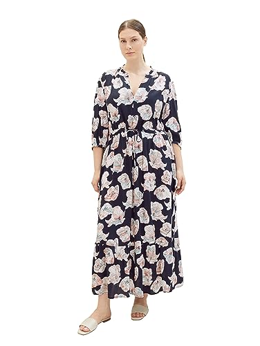 TOM TAILOR Damen 1038797 Maxikleid mit Muster & Bindedetail, 32413-tie dye Flower Design, 50 von TOM TAILOR