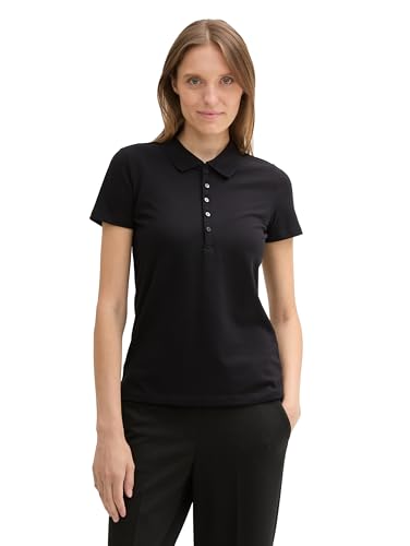 TOM TAILOR Damen 1044731 Piqueé Polo Shirt, 14482-Deep Black, M TOM TAILOR Damen 1044731 Piqueé Polo Shirt, 14482-Deep Black, M von TOM TAILOR