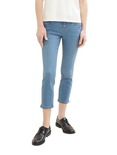 TOM TAILOR Damen Alexa Straight Cropped Jeans, light stone bright blue denim, 29/26 von TOM TAILOR