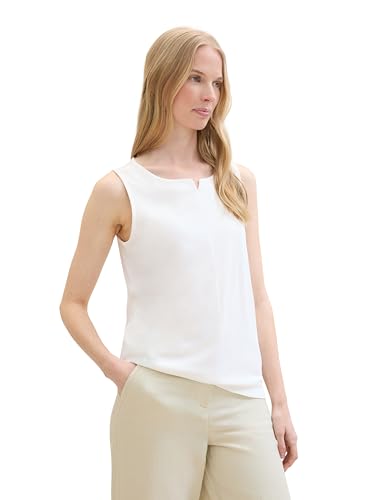 TOM TAILOR Damen Basic Blusen-Top mit weitem Rundhalsausschnitt, Whisper White, L von TOM TAILOR