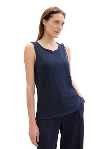 TOM TAILOR Damen Basic Blusen-Top mit weitem Rundhalsausschnitt, sky captain blue, S von TOM TAILOR