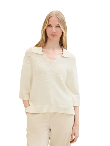 TOM TAILOR Damen Basic Strick-Poloshirt, Whisper White, XS TOM TAILOR Damen Basic Strick-Poloshirt, Whisper White, XS von TOM TAILOR
