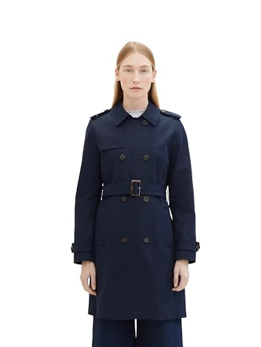 TOM TAILOR Damen Basic Trenchcoat mit Gürtel, 10668 - Sky Captain Blue, M von TOM TAILOR