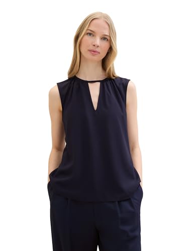 TOM TAILOR Damen Basic ärmellose Bluse in A-Shape, navy midnight blue, 44 von TOM TAILOR