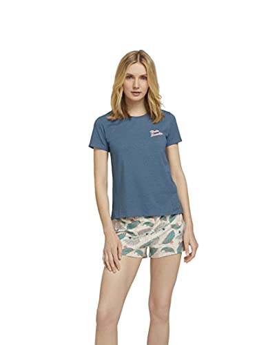 TOM TAILOR Damen Bodywear Gemustertes Pyjama-Set mit Shorts Blue Allover,42,Y625,6000 von TOM TAILOR