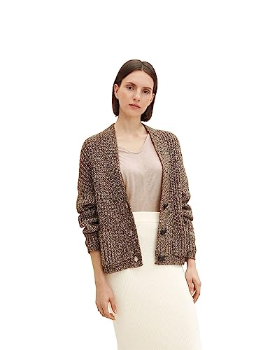 TOM TAILOR Damen Cardigan mit Taschen 1034059, 30668 - Tarmac Khaki Melange, XXL von TOM TAILOR