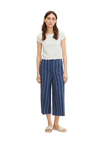 TOM TAILOR Damen Culotte Stoffhose mit Streifen 1031280, 29534 - Navy Thinner Stripe, 40/ 26L von TOM TAILOR