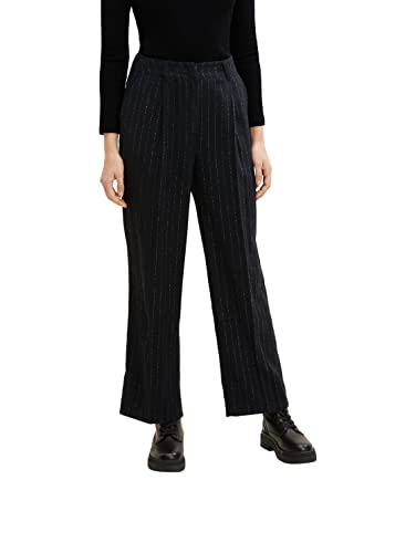 TOM TAILOR Damen Lea Straight Fit Stoffhose mit Streifen 1034219, 30718 - Black Irregular Pin Stripe, 32W / 32L TOM TAILOR Damen Lea Straight Fit Stoffhose mit Streifen 1034219, 30718 - Black Irregular Pin Stripe, 32W / 32L von TOM TAILOR