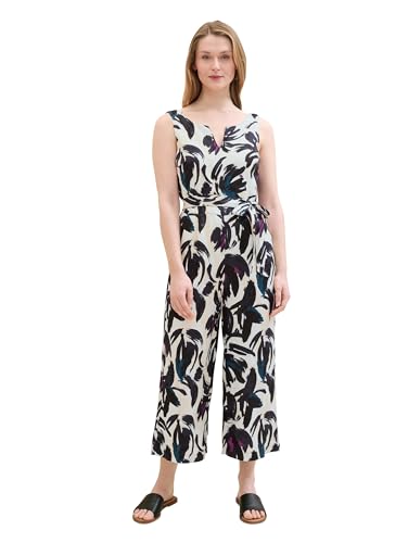 TOM TAILOR Damen Leinen Overall , dark blue floral design, 34 von TOM TAILOR