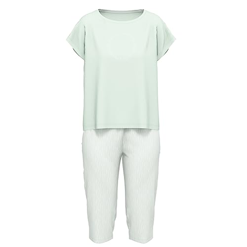 TOM TAILOR Damen Pyjama 3/4, Rundhals, Print, Grün 3XL/46 von TOM TAILOR