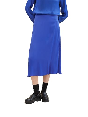 TOM TAILOR Damen Satin Midi Rock, crest blue, 34 von TOM TAILOR