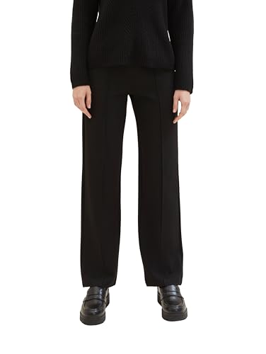 TOM TAILOR Damen Straight Leg Sweatpants mit Ziernaht, deep black, 36/32 von TOM TAILOR