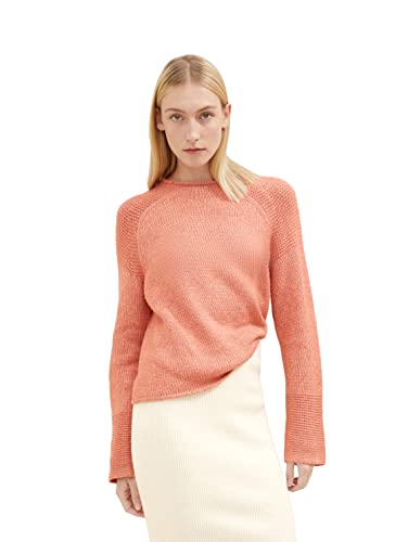 TOM TAILOR Damen 1034082 Strickpullover, 30670 - Canyon Sunset Red Melange, L von TOM TAILOR