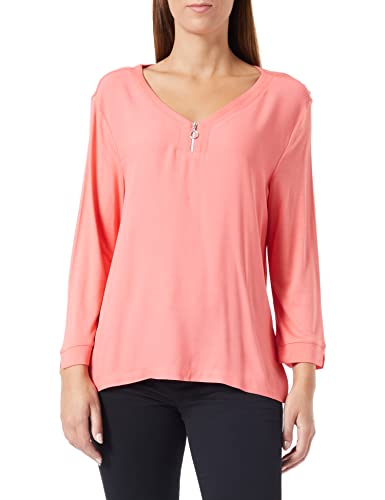 TOM TAILOR Damen T-Shirt mit Reißverschluss 1032747, 12230 - Smooth Papaya Red, L von TOM TAILOR