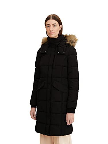 TOM TAILOR Damen Wintermantel mit Kapuze 1032489, 14482 - Deep Black, XXL von TOM TAILOR