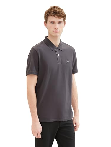 TOM TAILOR Herren Basic Piqué Poloshirt, Dark Shadow, L von TOM TAILOR