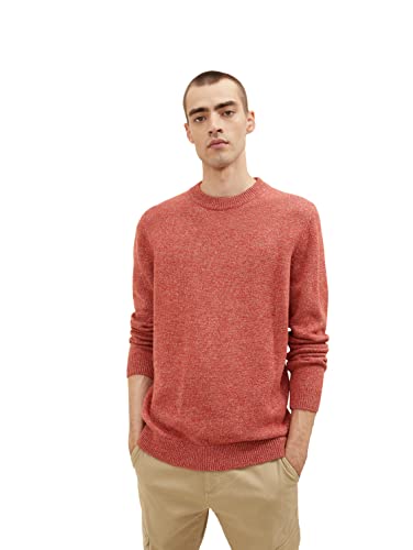 TOM TAILOR Herren 1034333 Strickpullover in Melange-Optik, 30821 - Spicy Red Injected Melange, L von TOM TAILOR