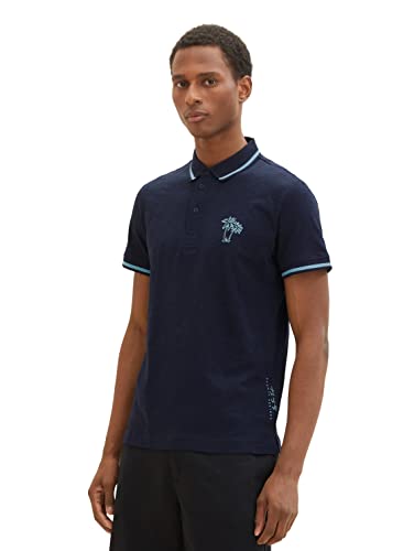 TOM TAILOR Herren 1036379 Poloshirt mit Palmen-Print, 10668-Sky Captain Blue, 3XL von TOM TAILOR